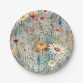 Mooie Daisy Wildflower Pattern-Borden Papieren Bordje (Voorkant)