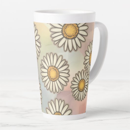 Mooie Daisypatroon op pastel achtergrond Latte Mok (Rechterhoek)