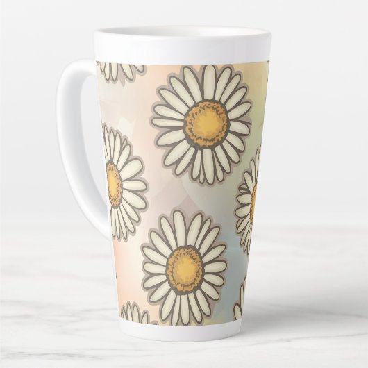 Mooie Daisypatroon op pastel achtergrond Latte Mok (Linkerhoek)