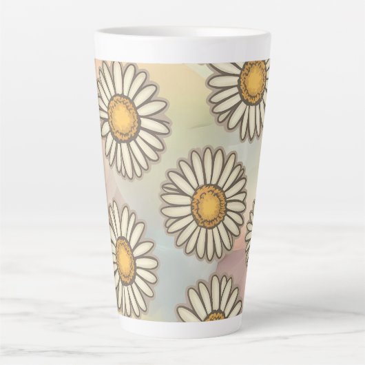 Mooie Daisypatroon op pastel achtergrond Latte Mok (Voorkant)