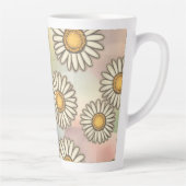 Mooie Daisypatroon op pastel achtergrond Latte Mok (Rechts)