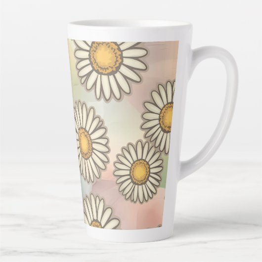 Mooie Daisypatroon op pastel achtergrond Latte Mok (Rechts)