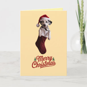 Mooie Dalmatiër Hond Kerstkaart Feestdagen Kaart