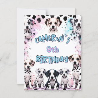Mooie Dalmatiër Puppy Verjaardag Waterverf Briefkaart
