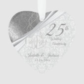 Mooie Damask - 25th Silver Wedding Jubileum Ornament (voorkant)