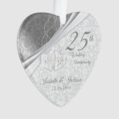 Mooie Damask - 25th Silver Wedding Jubileum Ornament (voorkant)