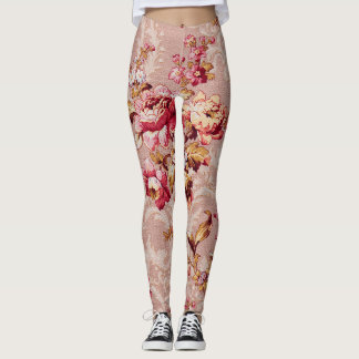 Mooie Damasspellen  roze bloemroze Leggings