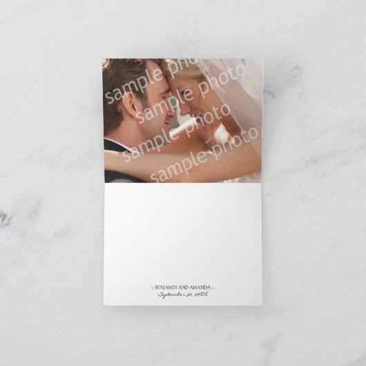 Mooie Damast Foto Bedankkaart (zilver/wit) (Binnen)