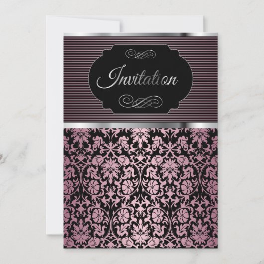 Mooie Damasten Feestviering | Uitnodiging (Voorkant)