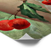  mooie dame, bloem Pet en kersen Poster (Hoek)