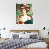 mooie dame, blowerend Pet en kersen Canvas Afdruk (Insitu (Slaapkamer))