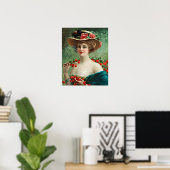 mooie dame, blowerend Pet en kersen Poster (Thuiskantoor)