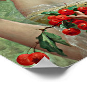 mooie dame, blowerend Pet en kersen Poster (Hoek)