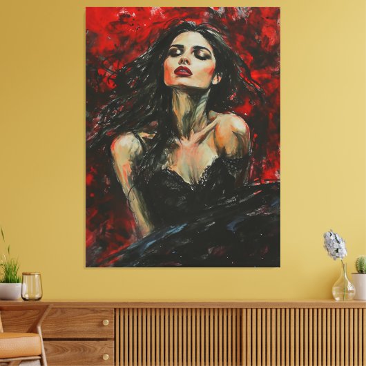 Mooie dame canvas afdruk (Insitu (Woonkamer))