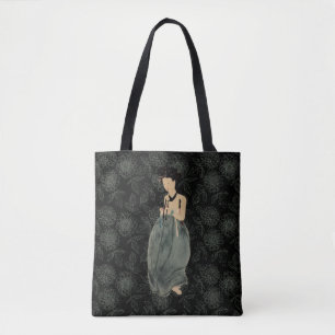 Mooie dame die een Koreaanse Hanbok heeft Tote Bag