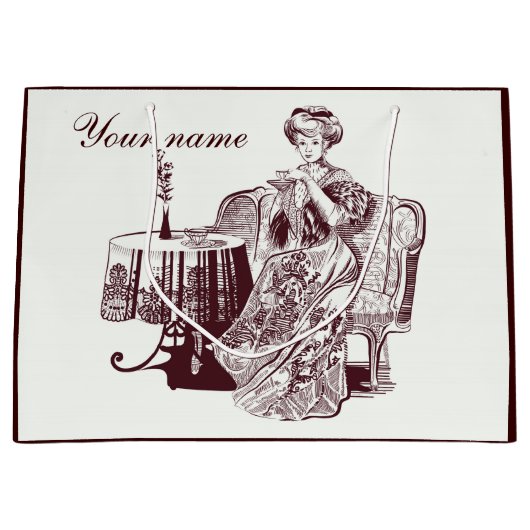 Mooie dame drink thee groot cadeauzakje (Voorkant)