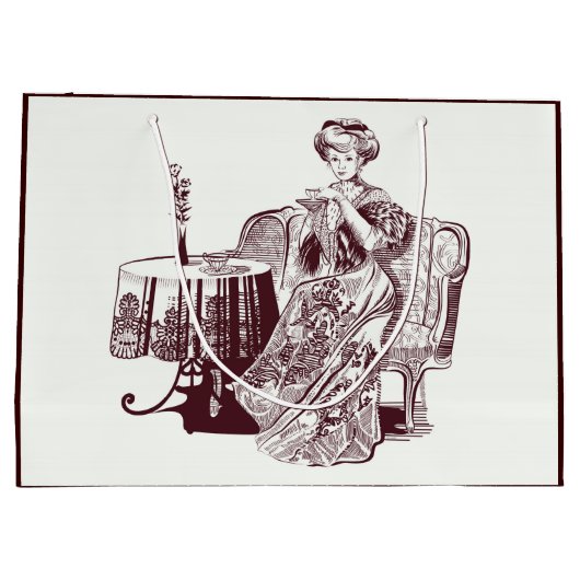 Mooie dame drink thee groot cadeauzakje (Achterkant)