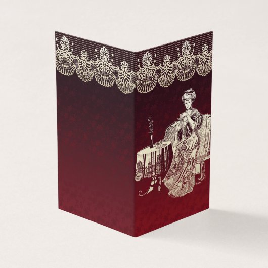 Mooie dame drink thee visitekaartje (Buitenkant)