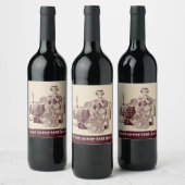  mooie dame drink thee wijn etiket (Flessen)