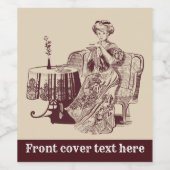  mooie dame drink thee wijn etiket (Enkel label)