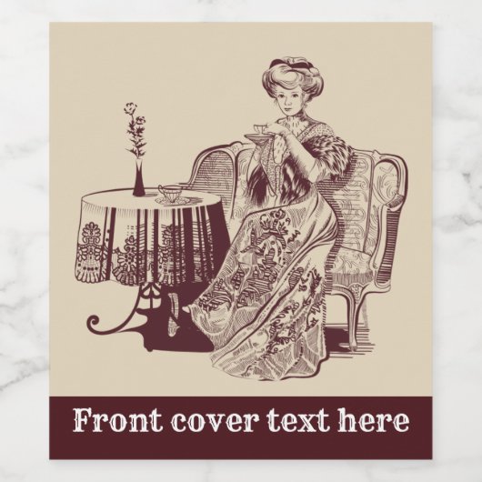 mooie dame drink thee wijn etiket (Enkel label)