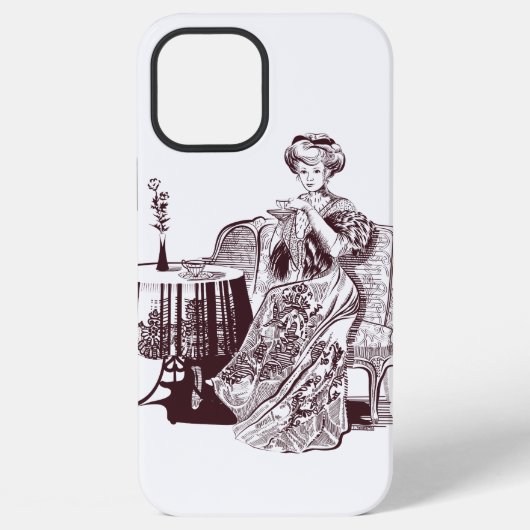 Mooie dame drinkt thee iPhone hoesje (Achterkant)
