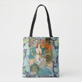 Mooie dame en Floral Art Nouveau Canvas tas (Voorkant)