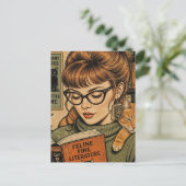 Mooie dame en haar kat lezend briefkaart (Staand voorkant)