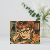 Mooie dame en haar kat lezend briefkaart (Staand voorkant)