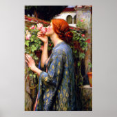 mooie dame en roze roze roze bloem poster (Voorkant)