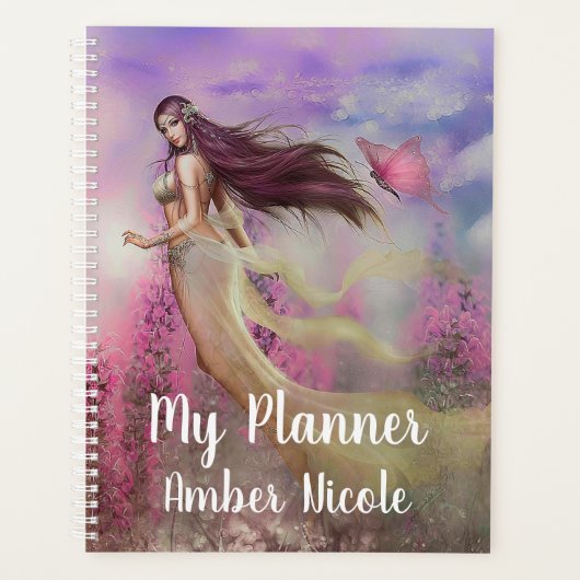 Mooie dame en vlinder planner (Voorkant)