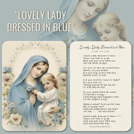 Mooie dame gekleed in blauw gedicht Maria en Jezus Visitekaartje