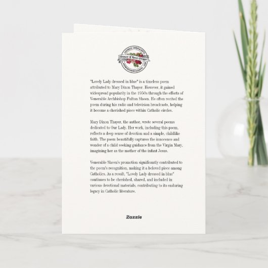 "Mooie dame gekleed in blauw" Religieus gedicht Kaart (Achterkant)