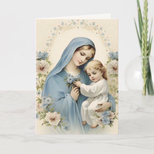 "Mooie dame gekleed in blauw" Religieus gedicht Kaart (Voorkant)