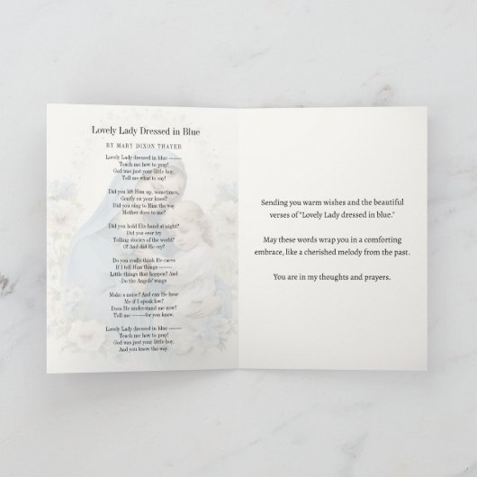 "Mooie dame gekleed in blauw" Religieus gedicht Kaart (Binnen)