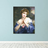  mooie dame in blauw canvas afdruk (Insitu (Houten vloer))