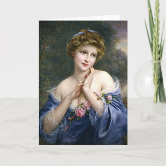  mooie dame in blauw kaart (Voorkant)