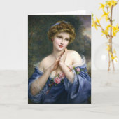  mooie dame in blauw kaart (Gele Bloem)