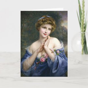  mooie dame in blauw kaart