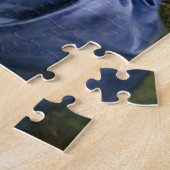 mooie dame in blauw legpuzzel (Zijkant)