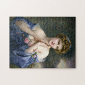 mooie dame in blauw legpuzzel (Horizontaal)