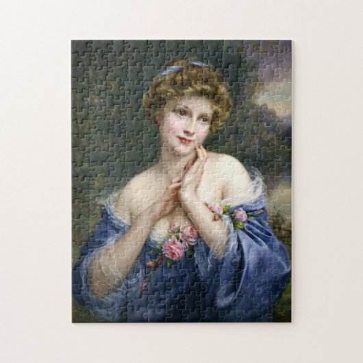 mooie dame in blauw legpuzzel (Verticaal)