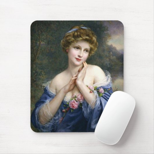  mooie dame in blauw muismat (Met muis)