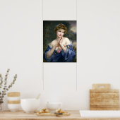 mooie dame in blauw poster (Keuken)