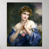  mooie dame in blauw poster (Voorkant)