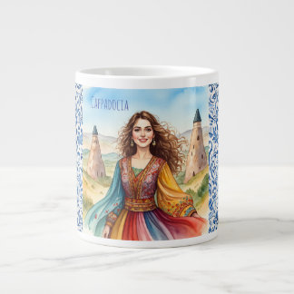 Mooie dame in Cappadocië, Turks, Turkije Grote Koffiekop
