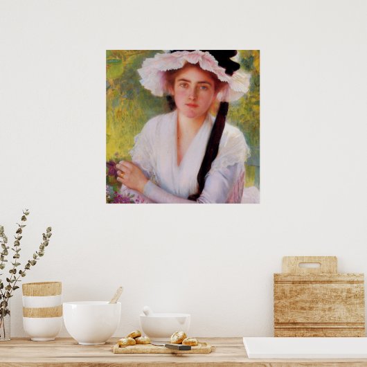 Mooie dame in de tuin van Albert Lynch,  Poster (Keuken)