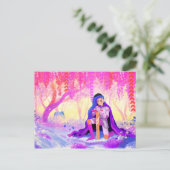 Mooie dame in een bloeiend bos briefkaart (Staand voorkant)