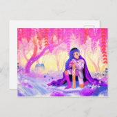 Mooie dame in een bloeiend bos briefkaart (Voorkant / Achterkant)