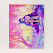 Mooie dame in een bloeiend bos legpuzzel (Verticaal)